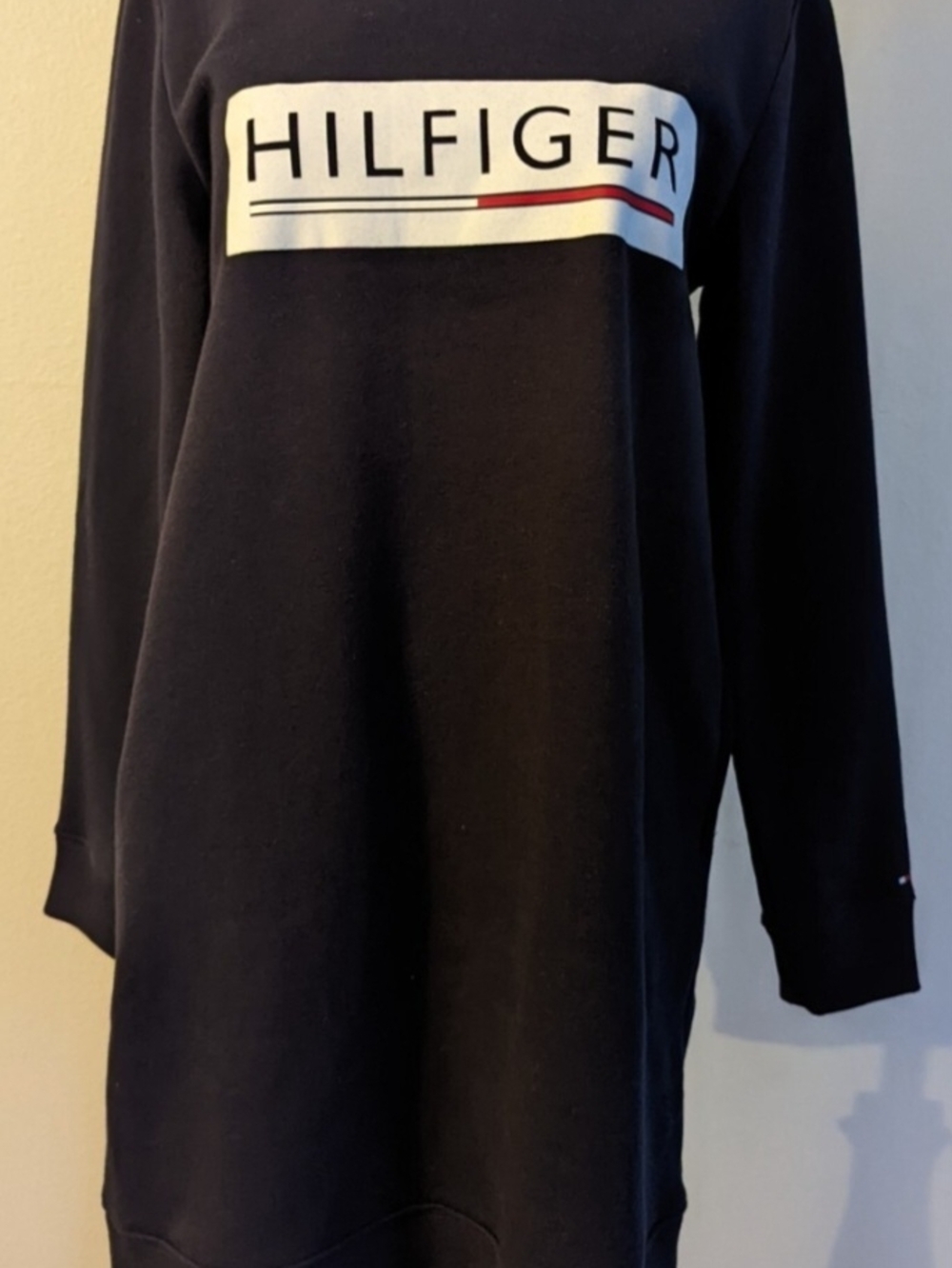 Tommy Hilfiger Black Long Sleeve Logo Sweatshirt Dress